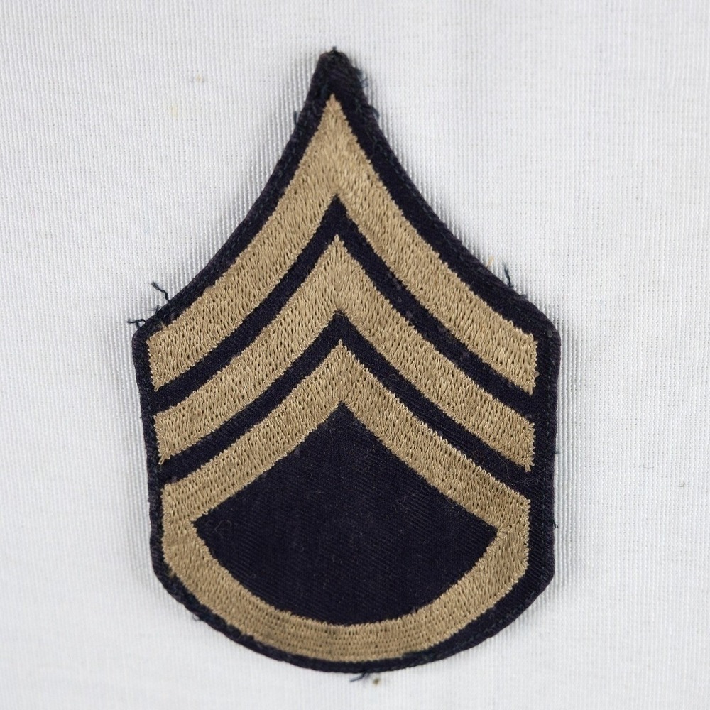 Vintage WWII era US Army Staff Sergeant Rank Patch Khaki Black Military